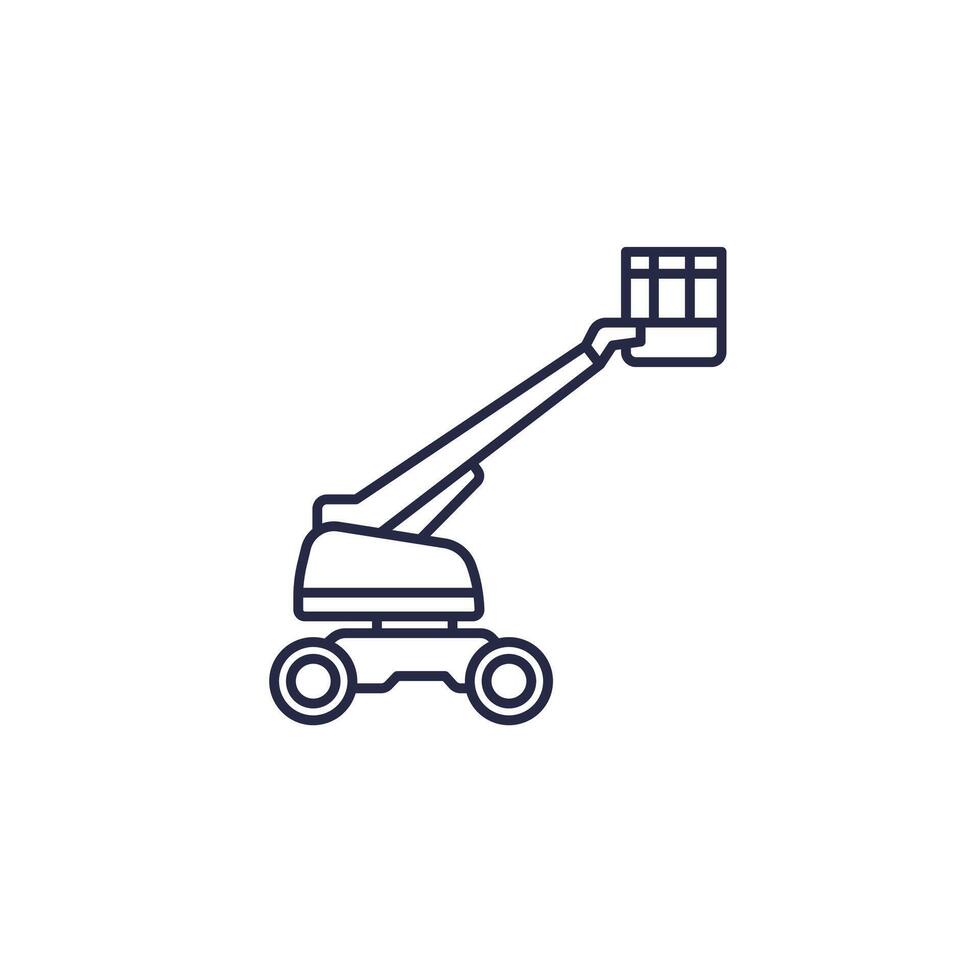 aerial-work-platform-line-icon-on-white-vector